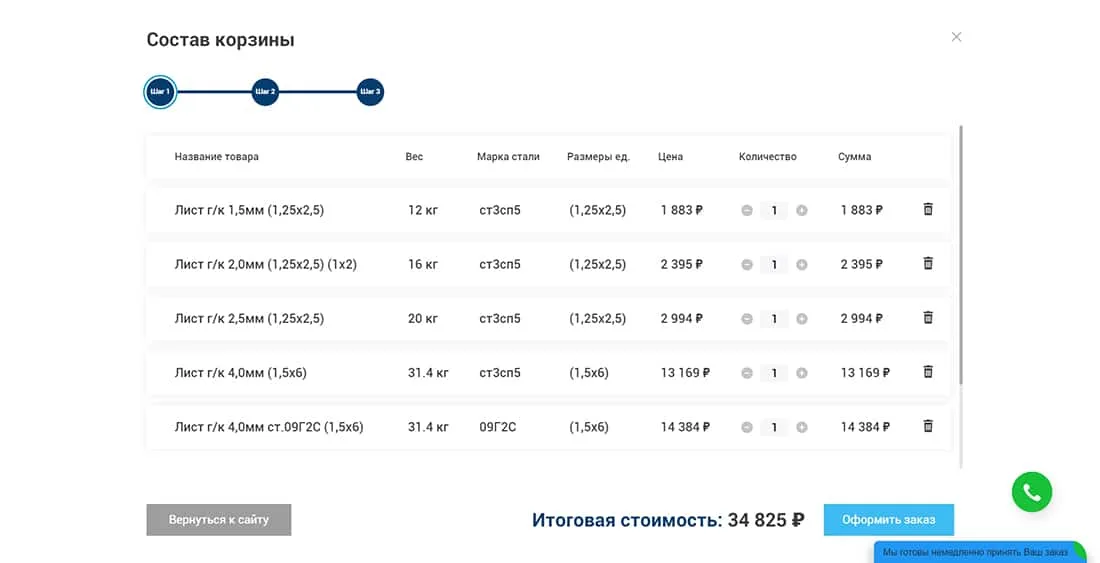 Catalog dropdown menu
